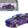 Nissan Silvia (S14) RHD (Right Hand Drive) Blue and Purple Metallic with Yellow Stripe "Tomonori Idekawa's Rocket Bunny Boss" 1/64 Diecast Model Car by Inno Models - Image 4