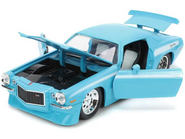 1971 Chevrolet Camaro Z/28 Light Blue with White Stripes "Bigtime Muscle" Series 1/24 Diecast Model Car by Jada - Image 3