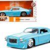 1971 Chevrolet Camaro Z/28 Light Blue with White Stripes "Bigtime Muscle" Series 1/24 Diecast Model Car by Jada - Image 5