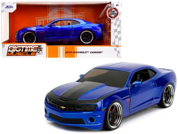 2010 Chevrolet Camaro Candy Blue with Black Hood "Bigtime Muscle" Series 1/24 Diecast Model Car by Jada - Image 5