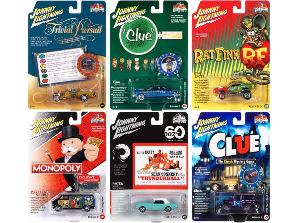 Pop Culture 2022 Set of 6 Cars Release 3 1/64 Diecast Model Cars by Johnny Lightning