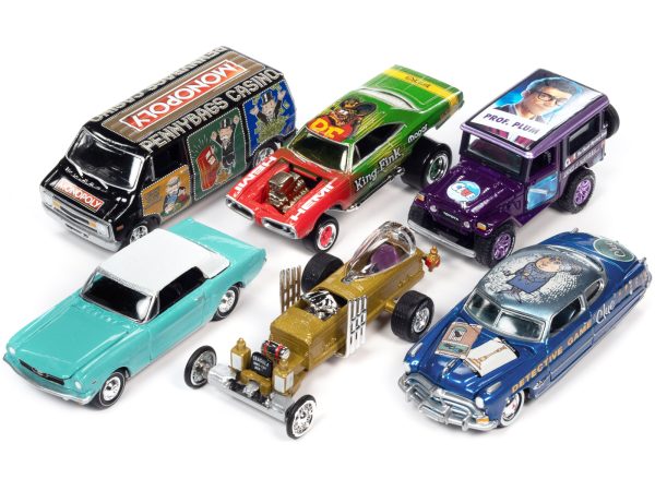 Pop Culture 2022 Set of 6 Cars Release 3 1/64 Diecast Model Cars by Johnny Lightning - Image 2