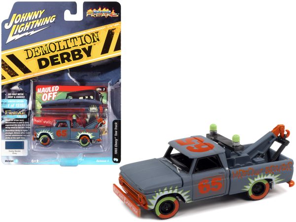 1965 Chevrolet Tow Truck #65 Derby Smoke Gray with Graphics "Demolition Derby" "Street Freaks" Series Limited Edition to 15196 pieces Worldwide 1/64 Diecast Model Car by Johnny Lightning - Image 2