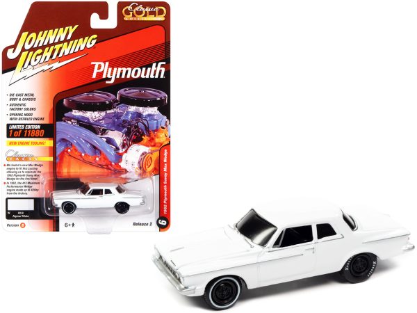 1962 Plymouth Savoy Max Wedge Alpine White "Classic Gold Collection" Series Limited Edition to 11880 pieces Worldwide 1/64 Diecast Model Car by Johnny Lightning - Image 2