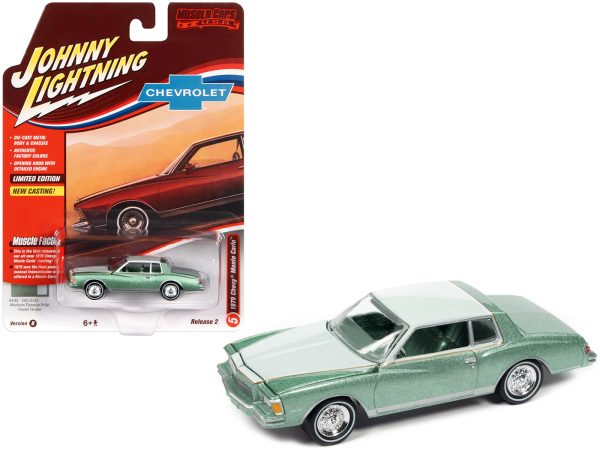 1979 Chevrolet Monte Carlo Firemist Green Metallic and Pastel Green "Muscle Cars U.S.A" Series Limited Edition 1/64 Diecast Model Car by Johnny Lightning - Image 2