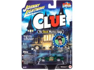 2000 Chevrolet Corvette Convertible Green Metallic (Mr. Green) with Poker Chip Collector's Token "Modern Clue" "Pop Culture" 2022 Release 4 1/64 Diecast Model Car by Johnny Lightning