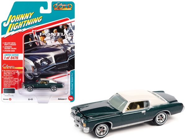 1971 Pontiac Grand Prix Bluestone Gray Metallic with White Top "Classic Gold Collection" Series Limited Edition to 8476 pieces Worldwide 1/64 Diecast Model Car by Johnny Lightning - Image 2