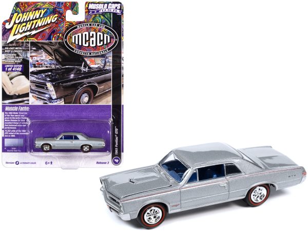 1965 Pontiac GTO Bluemist Slate Metallic with Red Stripes and Blue Interior "MCACN (Muscle Car and Corvette Nationals)" Limited Edition to 4140 pieces Worldwide "Muscle Cars USA" Series 1/64 Diecast Model Car by Johnny Lightning - Image 2