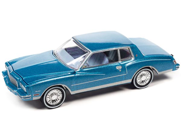 1980 Chevrolet Monte Carlo Bright Blue Metallic with Blue Interior with Bass Boat and Trailer Limited Edition to 7264 pieces Worldwide "Tow & Go" Series 1/64 Diecast Model Car by Johnny Lightning - Image 2