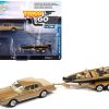 1980 Chevrolet Monte Carlo Light Camel Gold Metallic with Bass Boat and Trailer Limited Edition to 7264 pieces Worldwide "Tow & Go" Series 1/64 Diecast Model Car by Johnny Lightning - Image 3
