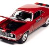 1969 Chevrolet Camaro SS Red with Black Stripes and 2013 Chevrolet Camaro ZL1 Convertible Black with Red Stripes and Interior "Nickey Chicago" Set of 2 Cars "2-Packs" 2023 Release 1 1/64 Diecast Model Cars by Johnny Lightning - Image 2