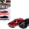1969 Chevrolet Camaro SS Red with Black Stripes and 2013 Chevrolet Camaro ZL1 Convertible Black with Red Stripes and Interior "Nickey Chicago" Set of 2 Cars "2-Packs" 2023 Release 1 1/64 Diecast Model Cars by Johnny Lightning - Image 3