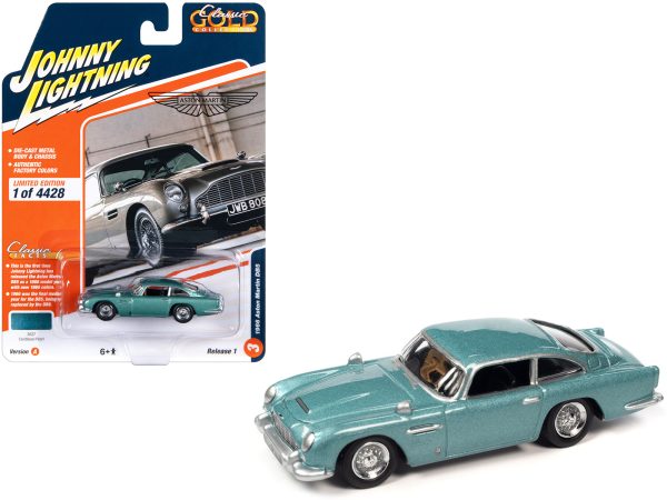 1966 Aston Martin DB5 RHD (Right Hand Drive) Caribbean Pearl Blue Metallic "Classic Gold Collection" 2023 Release 1 Limited Edition to 4428 pieces Worldwide 1/64 Diecast Model Car by Johnny Lightning - Image 2