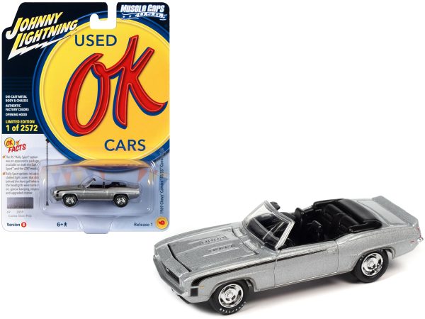 1969 Chevrolet Camaro RS/SS Convertible Cortez Silver Metallic with Black Stripes Limited Edition to 2572 pieces Worldwide "OK Used Cars" 2023 Series 1/64 Diecast Model Car by Johnny Lightning - Image 2