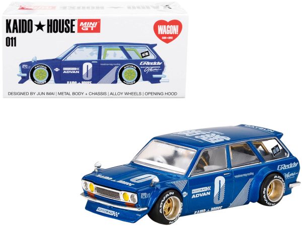 1971 Datsun 510 Wagon RHD (Right Hand Drive) Blue Metallic (Designed by Jun Imai) "Kaido House" Special 1/64 Diecast Model Car by True Scale Miniatures - Image 2