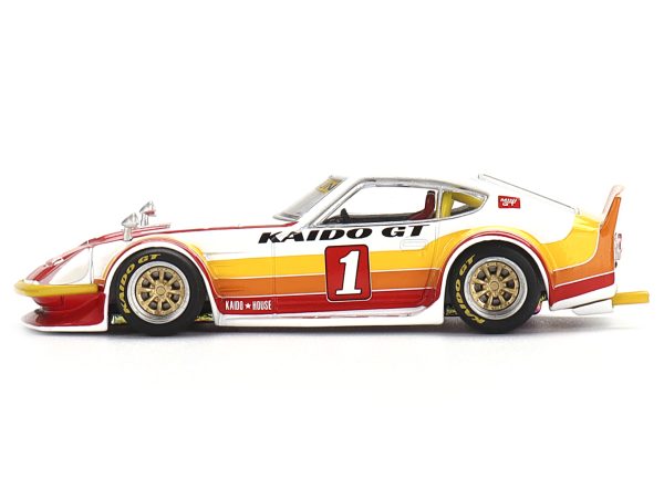 Datsun Fairlady Z Kaido GT V1 RHD (Right Hand Drive) #1 White with Stripes (Designed by Jun Imai) "Kaido House" Special 1/64 Diecast Model Car by True Scale Miniatures