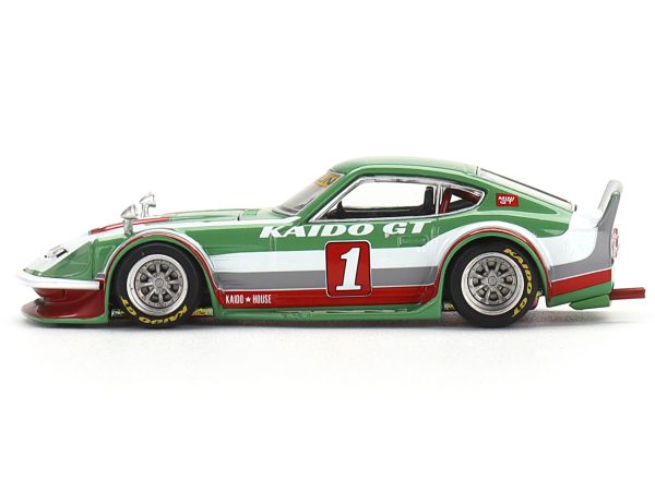 Datsun Fairlady Z Kaido GT V2 RHD (Right Hand Drive) #1 Green with Stripes (Designed by Jun Imai) "Kaido House" Special 1/64 Diecast Model Car by True Scale Miniatures