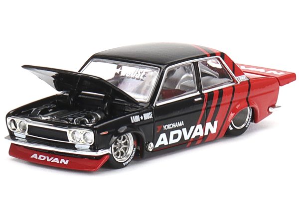 Datsun 510 Pro Street "ADVAN" Black and Red (Designed by Jun Imai) "Kaido House" Special 1/64 Diecast Model Car by True Scale Miniatures - Image 4