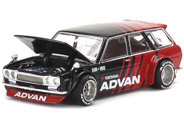 Datsun 510 Wagon "ADVAN" Black and Red (Designed by Jun Imai) "Kaido House" Special 1/64 Diecast Model Car by True Scale Miniatures - Image 3
