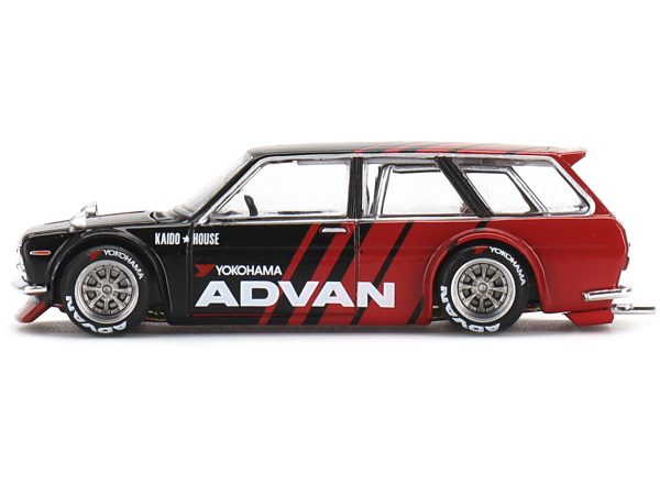 Datsun 510 Wagon "ADVAN" Black and Red (Designed by Jun Imai) "Kaido House" Special 1/64 Diecast Model Car by True Scale Miniatures - Image 2