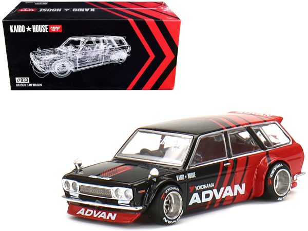Datsun 510 Wagon "ADVAN" Black and Red (Designed by Jun Imai) "Kaido House" Special 1/64 Diecast Model Car by True Scale Miniatures - Image 5