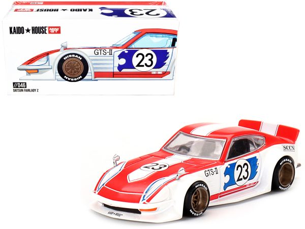 Nissan Fairlady Z RHD (Right Hand Drive) #23 "Kaido GT Omori Works" White and Red with Graphics (Designed by Jun Imai) "Kaido House" Special 1/64 Diecast Model Car by True Scale Miniatures - Image 4