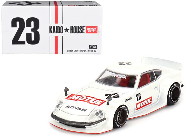 Datsun Fairlady Z KAIDO MOTUL V3 RHD (Right Hand Drive) #23 White (Designed by Jun Imai) "Kaido House" Special 1/64 Diecast Model Car by True Scale Miniatures - Image 4