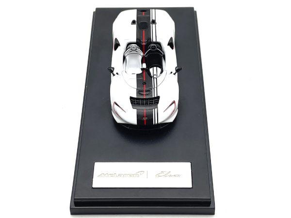McLaren Elva Convertible White with Carbon and Red Stripes 1/64 Diecast Model Car by LCD Models - Image 3