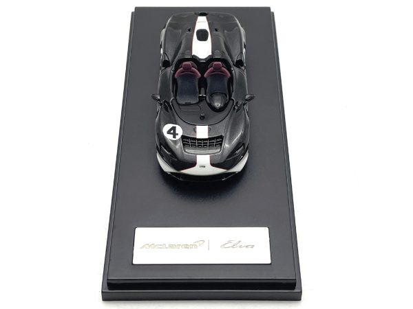 McLaren Elva Convertible #4 Carbon Black with White and Red Stripes 1/64 Diecast Model Car by LCD Models - Image 4