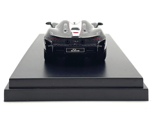 McLaren Elva Convertible #4 Carbon Black with White and Red Stripes 1/64 Diecast Model Car by LCD Models - Image 2
