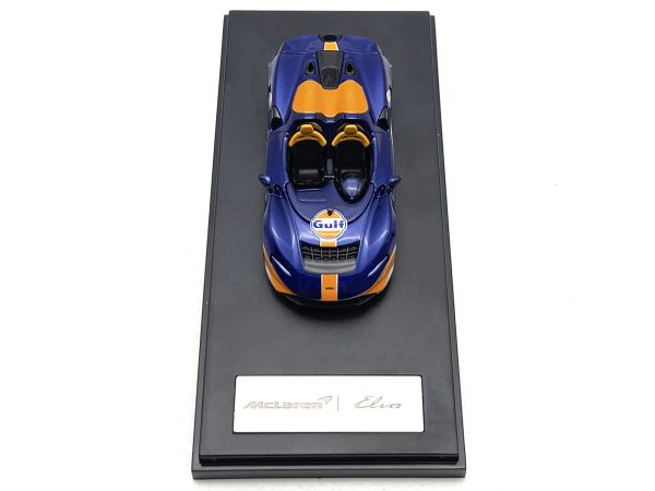 McLaren Elva Convertible Dark Blue Metallic with Orange Accents "Gulf Oil" 1/64 Diecast Model Car by LCD Models - Image 4