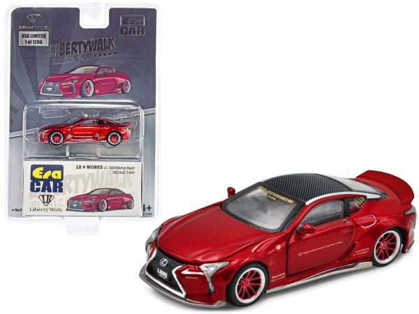 Lexus LC500 LB Works RHD (Right Hand Drive) Red Metallic with Carbon Top and Graphics Limited Edition to 1200 pieces 1/64 Diecast Model Car by Era Car - Image 2
