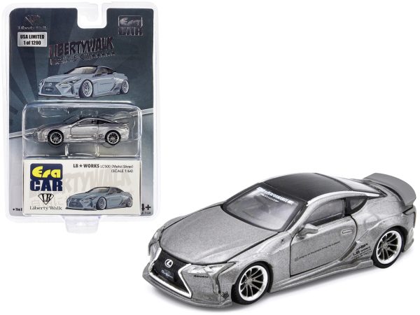Lexus LC500 LB Works RHD (Right Hand Drive) Silver Metallic with Black Top and Graphics Limited Edition to 1200 pieces 1/64 Diecast Model Car by Era Car - Image 2