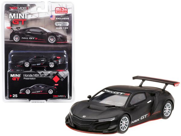 Honda NSX GT3 Presentation Matt Black Limited Edition to 3,600 pieces Worldwide 1/64 Diecast Model Car by True Scale Miniatures