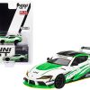 Toyota GR Supra CSR2 LB WORKS RHD (Right Hand Drive) White and Bright Green with Black Top Limited Edition to 3000 pieces Worldwide 1/64 Diecast Model Car by True Scale Miniatures