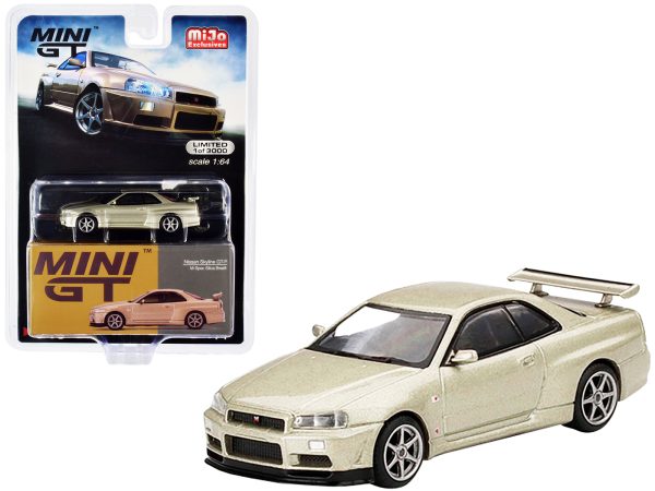 Nissan Skyline GT-R (R34) M-Spec RHD (Right Hand Drive) Silica Breath Gold Metallic Limited Edition to 3000 pieces Worldwide 1/64 Diecast Model Car by True Scale Miniatures - Image 3