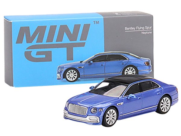 Bentley Flying Spur with Sunroof Neptune Blue Metallic with Black Top Limited Edition to 2400 pieces Worldwide 1/64 Diecast Model Car by True Scale Miniatures - Image 2