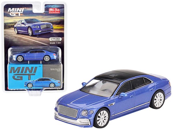 Bentley Flying Spur with Sunroof Neptune Blue Metallic with Black Top Limited Edition to 2400 pieces Worldwide 1/64 Diecast Model Car by True Scale Miniatures - Image 4
