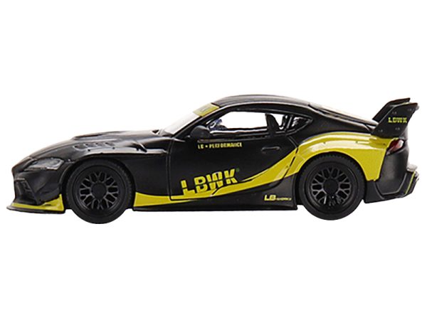 Toyota GR Supra "LB-Works" Matt Black with Yellow Graphics Limited Edition to 1800 pieces Worldwide 1/64 Diecast Model Car by True Scale Miniatures - Image 2