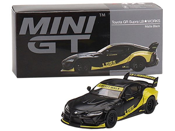 Toyota GR Supra "LB-Works" Matt Black with Yellow Graphics Limited Edition to 1800 pieces Worldwide 1/64 Diecast Model Car by True Scale Miniatures - Image 3
