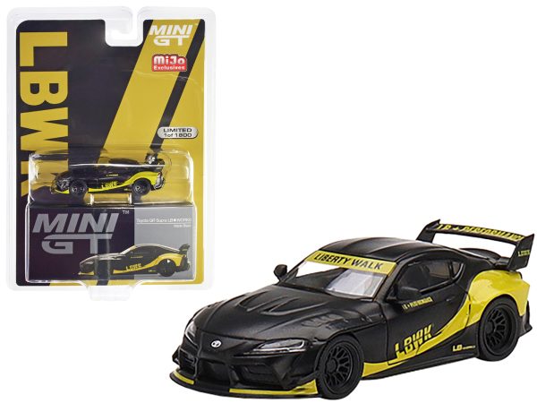 Toyota GR Supra "LB-Works" Matt Black with Yellow Graphics Limited Edition to 1800 pieces Worldwide 1/64 Diecast Model Car by True Scale Miniatures - Image 4