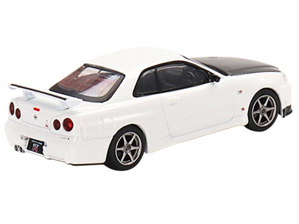 Nissan Skyline GT-R (R34) V-Spec II N1 RHD (Right Hand Drive) White with Carbon Hood Limited Edition to 4200 pieces Worldwide 1/64 Diecast Model Car by True Scale Miniatures - Image 3