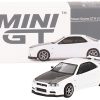 Nissan Skyline GT-R (R34) V-Spec II N1 RHD (Right Hand Drive) White with Carbon Hood Limited Edition to 4200 pieces Worldwide 1/64 Diecast Model Car by True Scale Miniatures - Image 2
