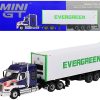 Western Star 49X Blue with 40' Reefer Shipping Container "Evergreen" Limited Edition 1/64 Diecast Model by True Scale Miniatures - Image 4