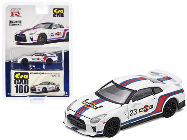Nissan GT-R (R35) #23 White with Blue and Red Stripes "Martini Racing" Limited Edition to 960 pieces Worldwide 1/64 Diecast Model Car by Era Car - Image 2