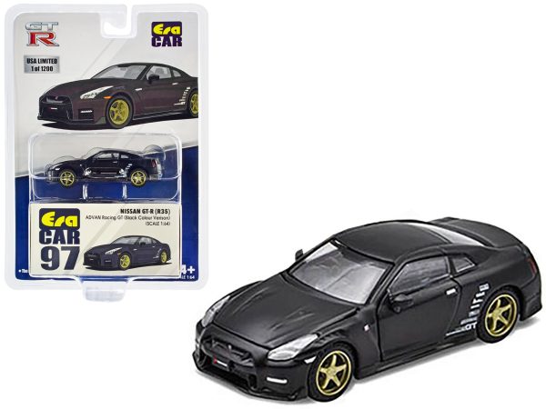 Nissan GT-R (R35) RHD (Right Hand Drive) Matt Black "Advan Racing GT" Limited Edition to 1200 pieces Worldwide 1/64 Diecast Model Car by Era Car - Image 2