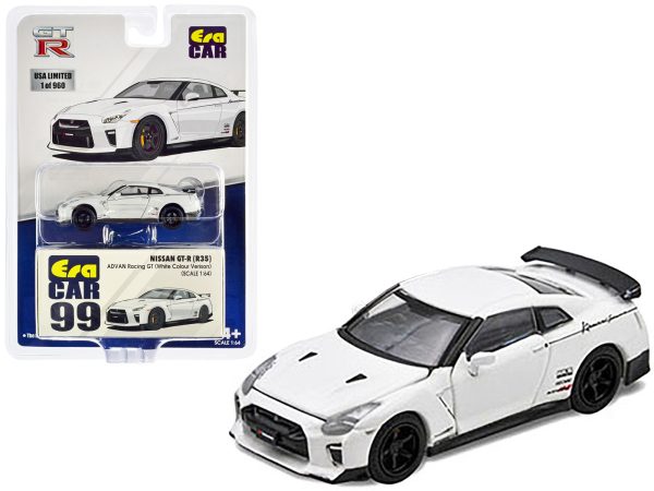 Nissan GT-R (R35) RHD (Right Hand Drive) White "Advan Racing GT" Limited Edition to 960 pieces Worldwide 1/64 Diecast Model Car by Era Car - Image 2