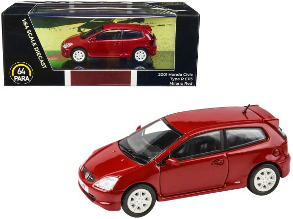 2001 Honda Civic Type R EP3 Milano Red 1/64 Diecast Model Car by Paragon Models - Image 3