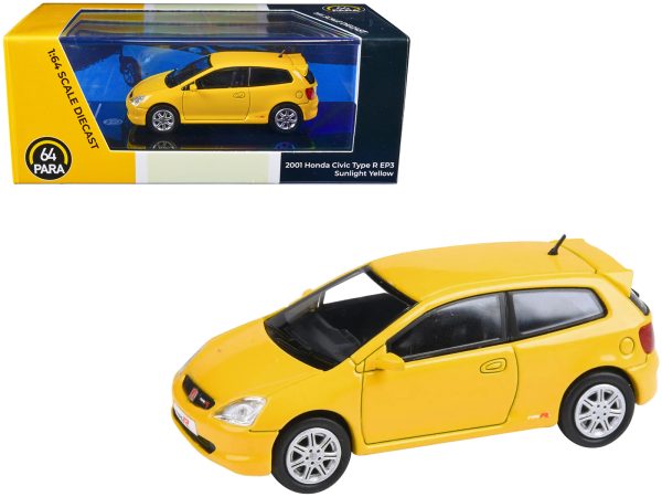 2001 Honda Civic Type R EP3 Sunlight Yellow 1/64 Diecast Model Car by Paragon Models - Image 4