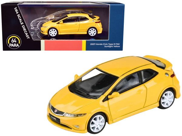 2007 Honda Civic Type R FN2 Sunlight Yellow 1/64 Diecast Model Car by Paragon Models - Image 4